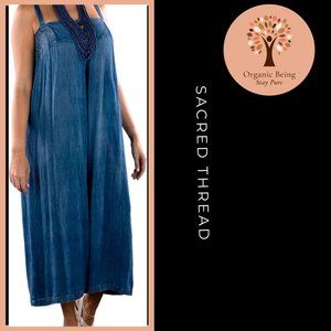 NWT - Sacred Threads Sleeveless PALAZZO Romper in medium wash blue Size S/M